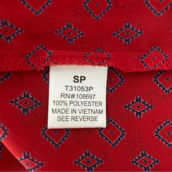 Alice Blue Stitch Fix Red Navy Native American pattern Long Sleeve Blouse Sz SP - Picture 5 of 14